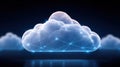 Digital cloud illustration with glowing connections, representing data storage and technology, surrounded by abstract cloud Royalty Free Stock Photo