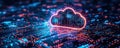 Glowing digital cloud representing data storage and technology innovations online. Royalty Free Stock Photo