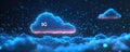 Digital 5G communication cloud with data connections and glowing particles