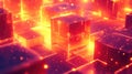 Glowing digital cubes creating abstract data network concept Royalty Free Stock Photo