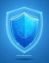 Glowing Digital Cybersecurity Shield Royalty Free Stock Photo