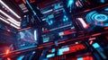 glowing digital dashboard featuring innovative data visualization with sleek neon bars red highlights copyspace concept technology