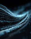 Glowing Digital Data Stream with Blue Particles on Dark Background Royalty Free Stock Photo