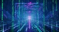 Glowing Digital Data Tunnel Futuristic Abstract Background with Binary Code Royalty Free Stock Photo