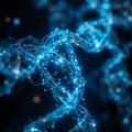 A glowing digital DNA strand