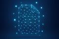 Glowing digital document icon formed by connected nodes representing blockchain data security and digital file technology Royalty Free Stock Photo