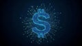Glowing Digital Dollar Sign with Circuit Network Royalty Free Stock Photo