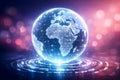 Glowing Digital Earth Visualizing Data Networks Artificial Intelligence And Cyberspace Royalty Free Stock Photo