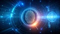 Digital fingerprint scan with futuristic technology and binary code background image photo Royalty Free Stock Photo