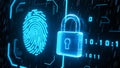 Digital Fingerprint with Secure Lock Icons Representing Advanced Cybersecurity Protection Royalty Free Stock Photo