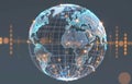 Glowing Digital Globe with Abstract Network Connections and Binary Data Royalty Free Stock Photo