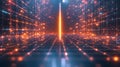 Glowing Digital Grid with Firewall Effects