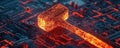 Glowing Digital Hammer on Circuit Board Tech Power Innovation Code Royalty Free Stock Photo