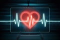 Glowing digital heartbeat line reflecting on the monitor, symbolizing vital signs monitoring Royalty Free Stock Photo