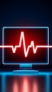 Glowing digital heartbeat line reflecting on the monitor, symbolizing vital signs monitoring Royalty Free Stock Photo