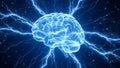 Glowing Digital Human Brain with Electrical Lightning Impulses Artificial Intelligence and Neuroscience Concept Loop Royalty Free Stock Photo