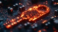 A glowing digital key on a circuit board, symbolizing cybersecurity and data access Royalty Free Stock Photo