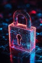 Glowing Digital Lock: Futuristic Cybersecurity Art
