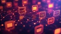 Glowing Digital Matrix with Binary Coded Chat Icons Data Visualization Concept Royalty Free Stock Photo