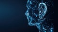 Glowing digital network forming polygonal ear shape, representing technological sound perception and interconnected communication Royalty Free Stock Photo