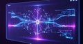 Glowing digital neural network visualization with interconnected nodes and data streams in dark Royalty Free Stock Photo