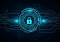 Glowing digital padlock with circuit lines symbolizing cybersecurity, data protection, encryption, and secure network technology Royalty Free Stock Photo