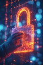 Glowing digital padlock, concept of cybersecurity and data protection Royalty Free Stock Photo
