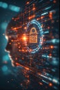 Glowing digital padlock, concept of cybersecurity and data protection Royalty Free Stock Photo