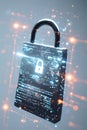Glowing digital padlock, concept of cybersecurity and data protection Royalty Free Stock Photo