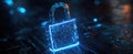 The glowing digital padlock over an abstract network background..AI generated image Royalty Free Stock Photo
