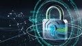 Digital padlock with binary code in futuristic cybersecurity concept Royalty Free Stock Photo