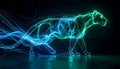 Glowing Digital Panther Forged from Neon Light Royalty Free Stock Photo