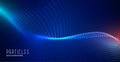 Glowing digital particles blue technology background design