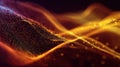 Glowing digital particles forming abstract golden wave data flow Royalty Free Stock Photo