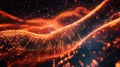 Glowing digital particles forming abstract wave data network Royalty Free Stock Photo