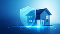 Smart Home Security with Digital Shield Protection Royalty Free Stock Photo