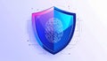 Cybersecurity Shield with Biometric Fingerprint Scan Royalty Free Stock Photo