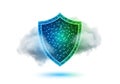 Digital shield protecting cloud data against cyber threats and network intrusions Royalty Free Stock Photo