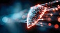 Glowing digital shield intercepting data streams, symbolizing cybersecurity, data protection, network defense, and Royalty Free Stock Photo