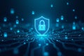 Futuristic Cybersecurity Concept with AI Data Protection and Digital Network Shield Royalty Free Stock Photo