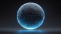 Glowing Digital Sphere with Blue Light Grid Royalty Free Stock Photo