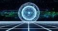 Glowing Digital Sphere Composed of Interconnected Lines and Particles abstract technology Royalty Free Stock Photo