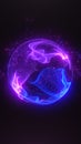 Glowing digital sphere made of purple and blue dots on a dark background Royalty Free Stock Photo