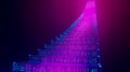 Glowing Digital Staircase with Binary Code Flowing Upward Royalty Free Stock Photo