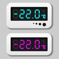 Glowing digital thermometer icons