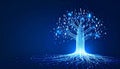 Glowing Digital Tree of Knowledge and Data Royalty Free Stock Photo