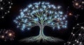 Glowing Digital Tree of Life with Neural Network Connections Royalty Free Stock Photo