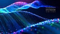 Glowing Digital Wave of Futuristic Technology Particles Royalty Free Stock Photo