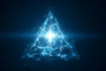 Glowing digital wireframe pyramid with particle network Royalty Free Stock Photo