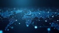 Glowing digital world map with interconnected network nodes and dark background